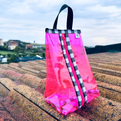 Neceser PVC impermeable rosa fluor MARVE - vichy negro
