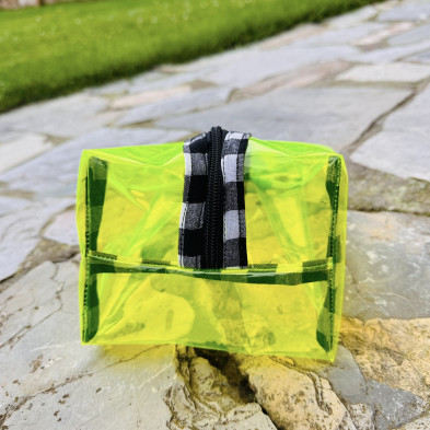 Neceser XL PVC impermeable amarillo flúor + vichy negro