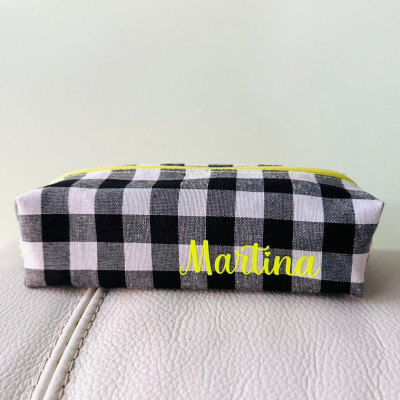 Estuche BOX - vichy negro - personalizable