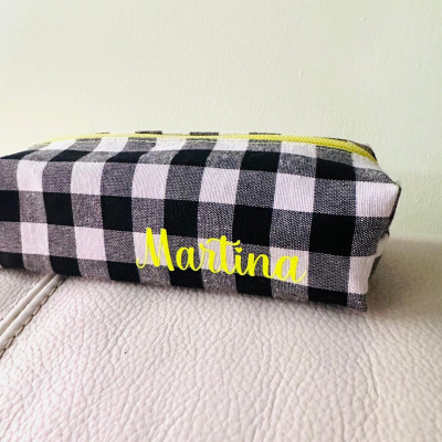 Estuche BRICK - vichy negro - personalizable