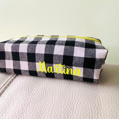 Estuche BRICK - vichy negro - personalizable