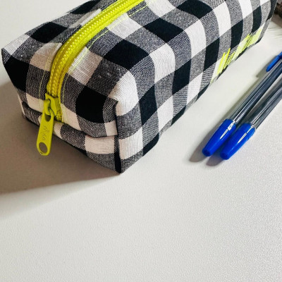 Estuche BRICK - vichy negro - personalizable