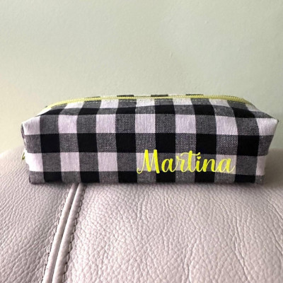 Estuche BRICK - vichy negro - personalizable