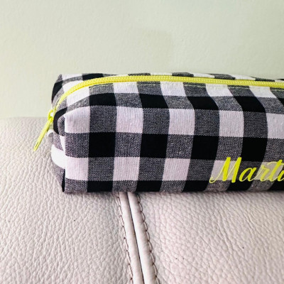 Estuche BRICK - vichy negro - personalizable